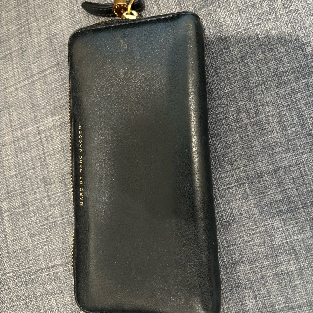 Marc by Marc Jacobs black leather wallet with gold hardware